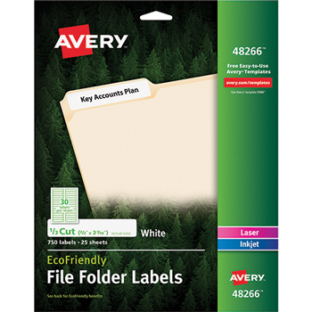 Avery EcoFriendly File Folder Labels, Permanent Adhesive, 2/3&quot; x 3 7/16&quot;, 750/PK