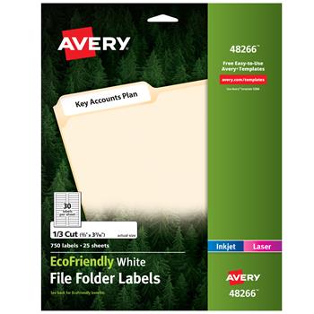 Avery EcoFriendly File Folder Labels, Printable Labels, 2/3 in x 3 7/16 in, White, 750/Pack