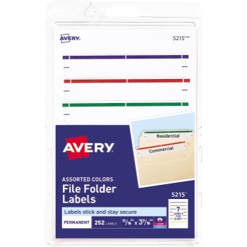 Avery File Folder Labels, Permanent Adhesive, Assorted Colors, 1/3 Cut, 252/PK