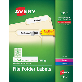 Avery Permanent Self-Adhesive Laser/Inkjet File Folder Labels