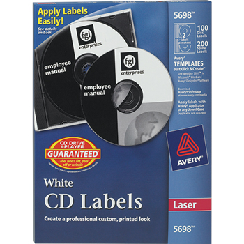 Avery CD Labels, 100 Disc Labels and 200 Spine Labels/PK