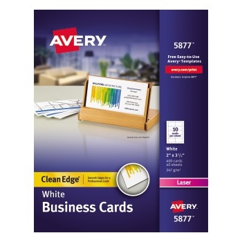 Avery Clean Edge&#174; Business Cards, Uncoated, Two-Sided Printing, 400/BX