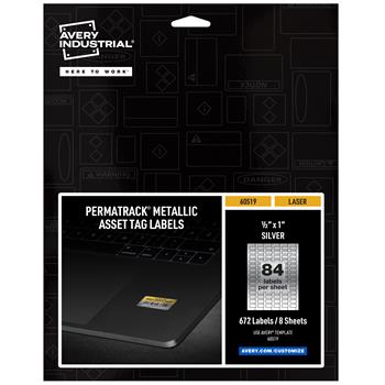 Avery PermaTrack Asset Tag Labels, 1/2 in x 1 in, Metallic, 672/Pack