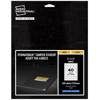 Avery PermaTrack Tamper-Evident Asset Tag Labels, 3/4 in x 1-1/2 in, White, 320/Pack