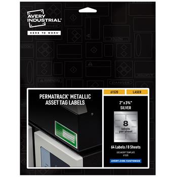 Avery PermaTrack Asset Tag Labels, 2 in x 3-3/4 in, Metallic, 64/Pack