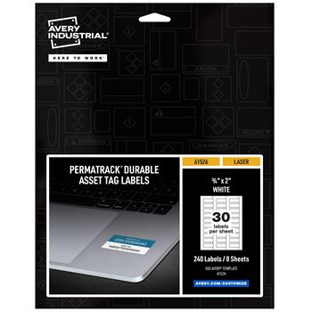 Avery PermaTrack Durable Asset Tag Labels, 3/4 in x 2 in, White, 240/Pack