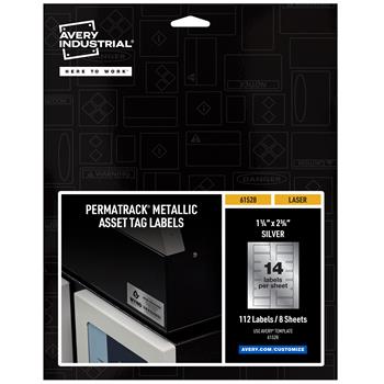 Avery PermaTrack Asset Tag Labels, 1-1/4 in x 2-3/4 in, Metallic, 112/Pack