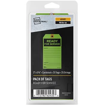 Avery Preprinted READY FOR SERVICE Hang Tags, Green, 5.75 in. x 3 in., 25/Pack