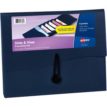 Avery Slide and View Letter Organizer Folder, 8 1/2 in x 11 in, Plastic, Navy