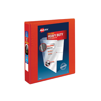 Avery Heavy-Duty View Binder, 1 1/2&quot; One-Touch Rings, 400-Sheet Capacity, DuraHinge&#174;, Red