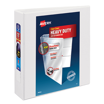Avery Heavy-Duty View Binder, 2&quot; One-Touch Rings, 540-Sheet Capacity, DuraHinge&#174;, White