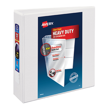 Avery Heavy-Duty View Binder, 3&quot; One-Touch Rings, 670-Sheet Capacity, DuraHinge&#174;, White