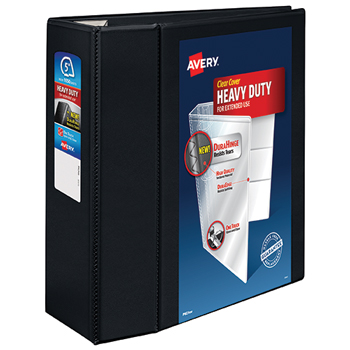 Avery Heavy-Duty View Binder, 5&quot; One-Touch Rings, 1,050-Sheet Capacity, DuraHinge&#174;, Black