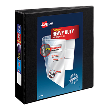 Avery Heavy-Duty View Binder, 2&quot; One-Touch Slant Rings, 500-Sheet Capacity, DuraHinge&#174;, Black