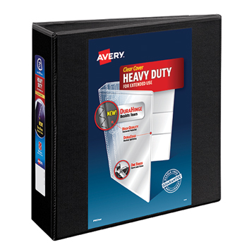 Avery Heavy-Duty View Binder, 3&quot; One-Touch Rings, 670-Sheet Capacity, DuraHinge&#174;, Black