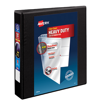 Avery Heavy-Duty View Binder, 1 1/2&quot; One-Touch Rings, 400-Sheet Capacity, DuraHinge&#174;, Black
