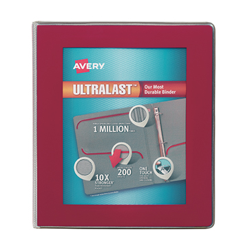 Avery Ultralast&#174; Binder, 1&quot; One-Touch Slant Rings, 275-Sheet Capacity, Red