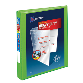 Avery Heavy-Duty View Binder, 1&quot; One-Touch Rings, 275-Sheet Capacity, DuraHinge&#174;, Chartreuse