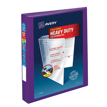 Avery Heavy-Duty View Binder, 1&quot; One-Touch Rings, 275-Sheet Capacity, DuraHinge&#174;, Purple