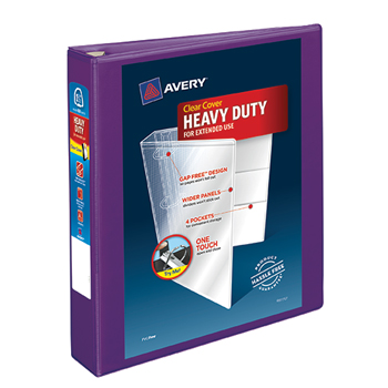 Avery Heavy-Duty View Binder, 1 1/2&quot; One-Touch Rings, 400-Sheet Capacity, DuraHinge&#174;, Purple