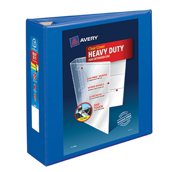 Avery Heavy-Duty View Binder, 3&quot; One-Touch Rings, 670-Sheet Capacity, DuraHinge&#174;, Pacific Blue