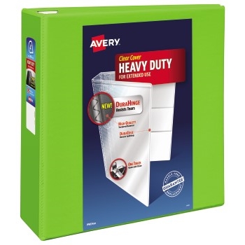 Avery Heavy-Duty View Binder, 4&quot; One-Touch Rings, 780-Sheet Capacity, DuraHinge&#174;, Chartreuse
