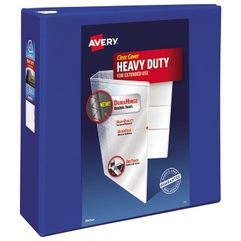 Avery Heavy-Duty View Binder, 4&quot; One-Touch Rings, 780-Sheet Capacity, DuraHinge&#174;, Pacific Blue