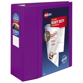 Avery Heavy-Duty View Binder  5&quot; One-Touch Rings, 1,050-Sheet Capacity, DuraHinge&#174;, Purple