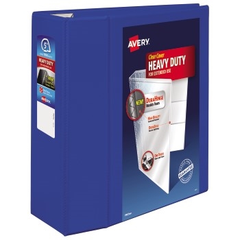 Avery Heavy-Duty View Binder  5&quot; One-Touch Rings, 1,050-Sheet Capacity, DuraHinge&#174;, Pacific Blue