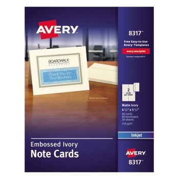 Avery Note Cards with Envelopes, Matte Ivory, Two-Sided Printing, 4 1/4&quot; x 5 1/2&quot;,  60/BX