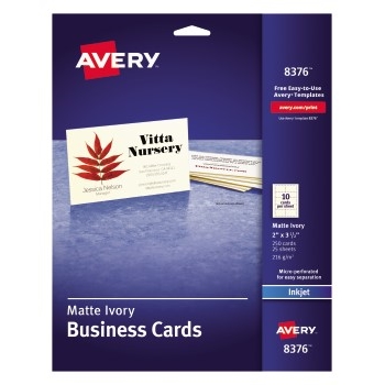 Avery Business Cards, Matte Ivory, Two-Sided Printing, 2&quot; x 3 1/2&quot;, 250/PK