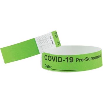 Advantus COVID Prescreened Tyvek Wristbands, 3/4&quot; x 10&quot; Length, Green, 500/PK