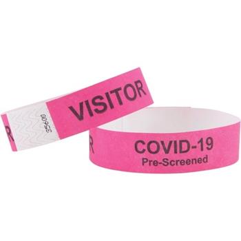 Advantus COVID Prescreened Tyvek Wristbands, 3/4&quot; x 10&quot; Length, Pink, 500/PK