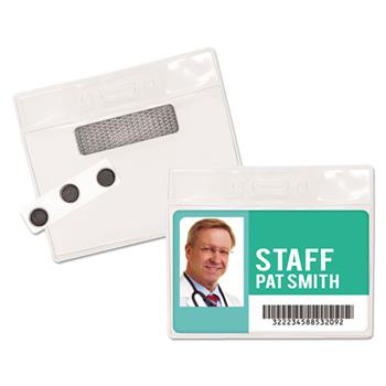 Advantus Magnetic-Style Name Badge Kits, Horizontal, 4&quot; x 3&quot;, Clear, 20/Pack