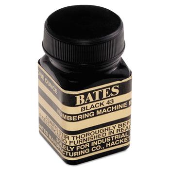 Bates Refill Ink for Numbering Machines, 1 oz Bottle, Black