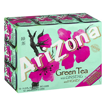 Arizona Green Tea with Ginseng and Honey, 11.5 oz. Can, 12/PK