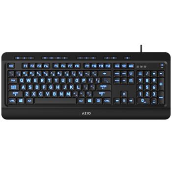 AZIO Vision Backlit Keyboard, 3 Color LED, Black