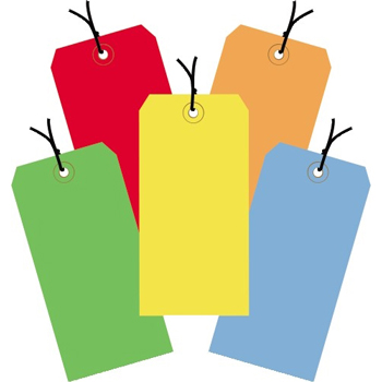 W.B. Mason Co. Shipping Tags, Pre-Strung, 13 Pt., 6 1/4&quot; x 3 1/8&quot;, Assorted Color, 1000/CS