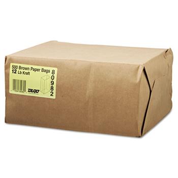 General #12 Paper Grocery Bag, 40lb Kraft, Standard 7 1/16 x 4 1/2 x 13 3/4, 500 bags