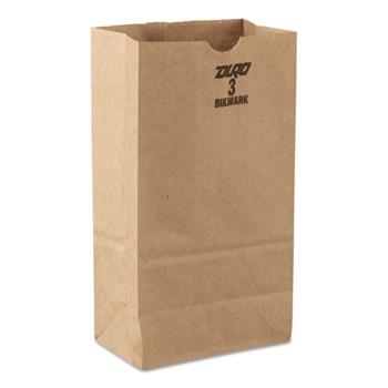 General #3 Paper Grocery Bag, 30lb Kraft, Standard 4 3/4 x 2 15/16 x 8 9/16, 500 bags
