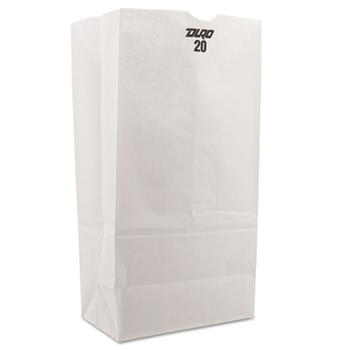 General #20 Paper Grocery Bag, 40lb White, Standard 8 1/4 x 5 5/16 x 16 1/8, 500 bags