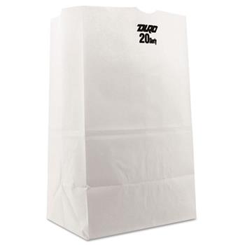 General #20 Squat Paper Grocery Bag, 40lb White, Std 8 1/4 x 5 15/16 x 13 3/8, 500 bags