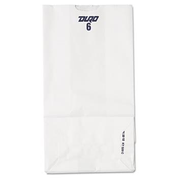 Lagasse #6 Paper Grocery Bag, 35lb White, Standard 6 x 3 5/8 x 11 1/16, 500 bags