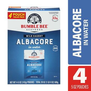 Bumble Bee Premium Albacore Tuna Pouches, 5 oz, 4/PK