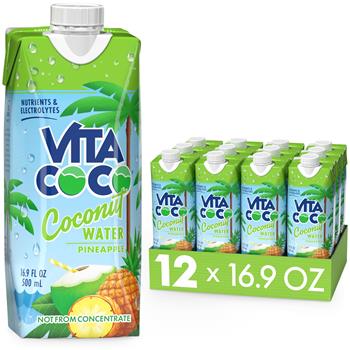 Vita Coco Pure Coconut Water, Pineapple, 16.9 oz., 12/CS