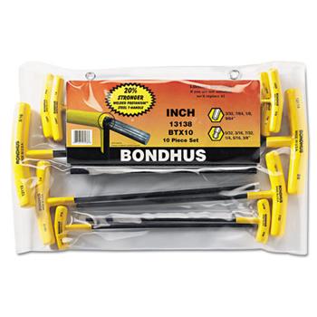 Bondhus Balldriver 10-Piece T-Handle Hex-Key Driver Set, With Pouch