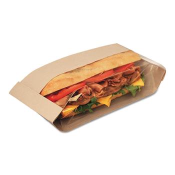 Bagcraft Dubl View Sandwich Bags, 10 3/4 x 3 1/2 x 2 1/4, Natural Brown, 500/Carton