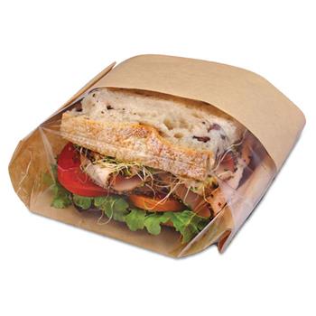 Bagcraft Dubl View Sandwich Bags, 9 1/2 x 5 3/4 x 2 3/4, Natural Brown, 500/Carton