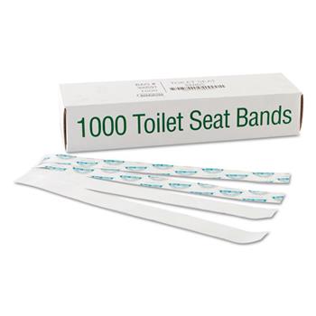 Bagcraft Sani/Shield Printed Toilet Seat Band, Paper, Blue/White, 16&quot; Wide x 1-1/2&quot; Deep, 1000/CT