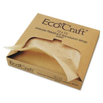 Bagcraft EcoCraft Grease-Resistant Paper Wrap/Liner, 12 x 12, 1000/Box, 5 Boxes/Carton